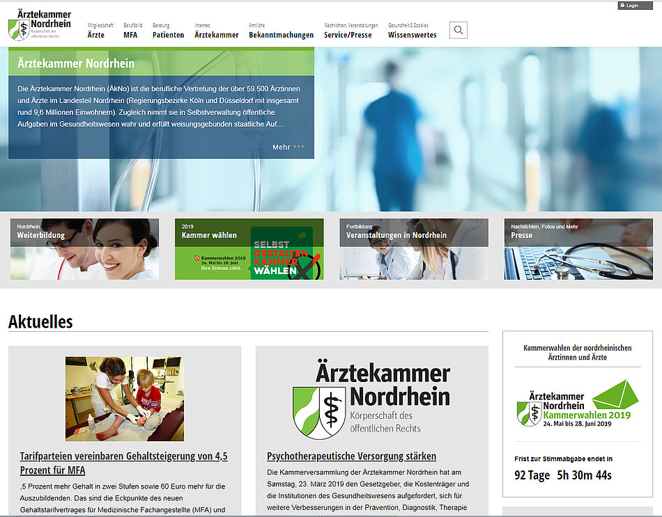 Screenshot www.aekno.de