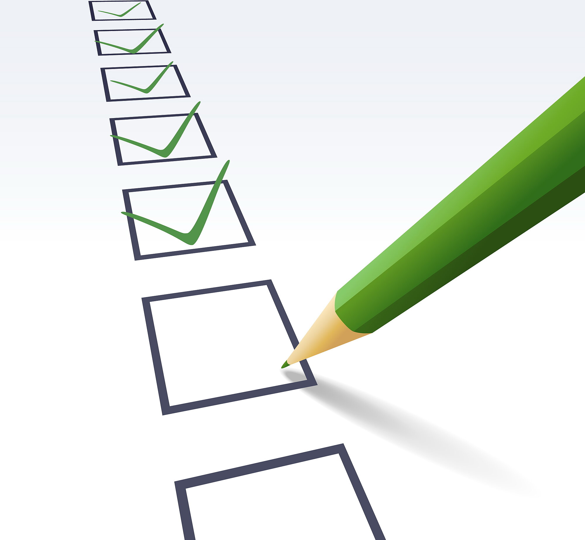 Häkchen auf einer Checkliste 