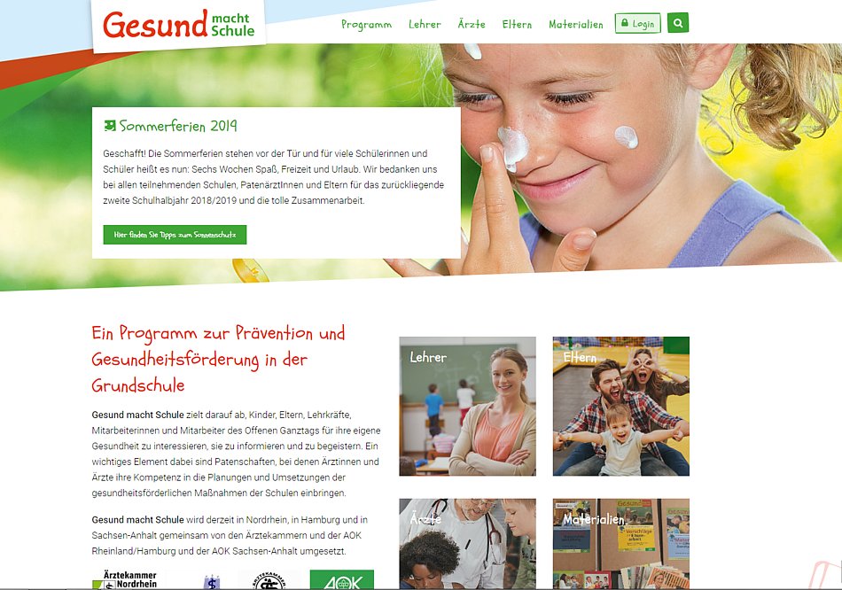 Screenshot Gesund macht Schule Homepage