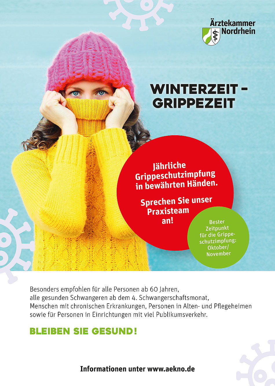 Plakat der Ärztekammer Nordrhein zur Grippeschutzimpfung