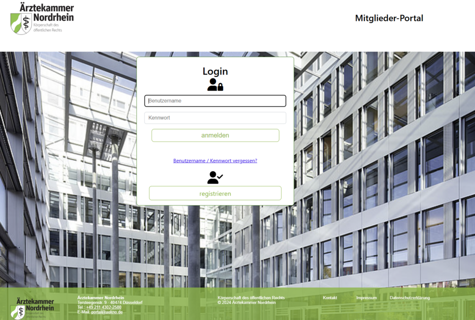 Startbild zum Mitgliederportal
