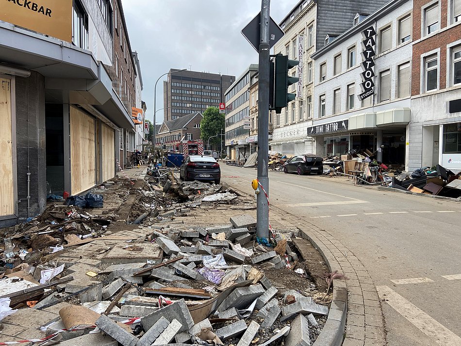 Flutschäden in einer nordrheinischen Stadt