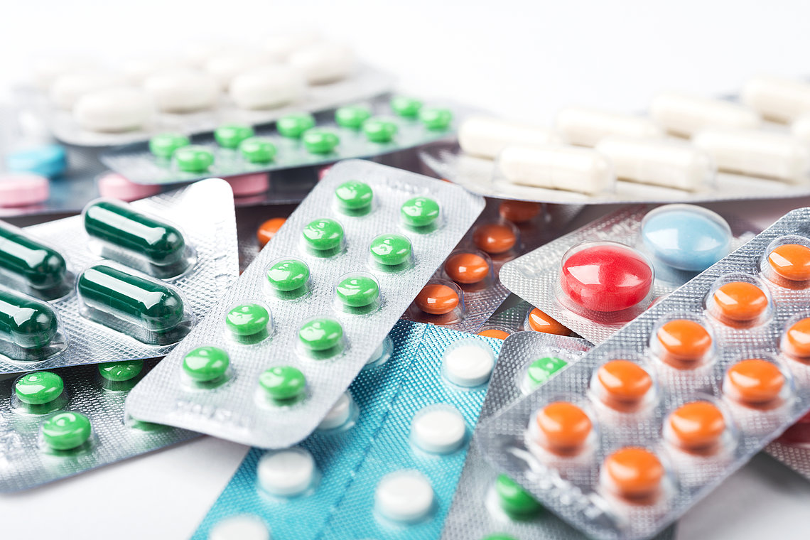 Verschiedene Tabletten in Blister Verschiedene Tabletten in Blister