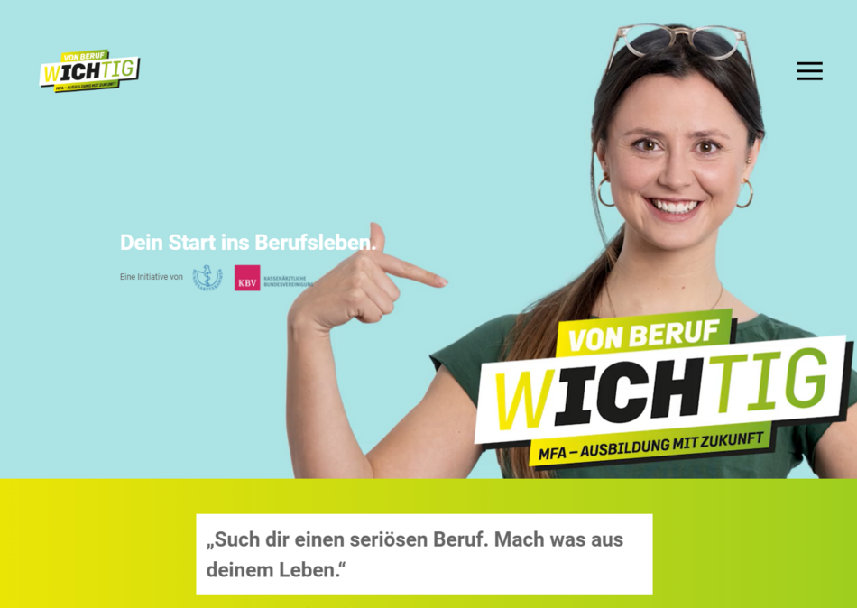 Screenshot von der Webseite "Von Beruf wichtig"