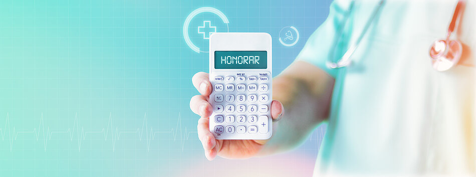 Honorar-Taschenrechner Taschenrecher mit Honorar-Schriftzug