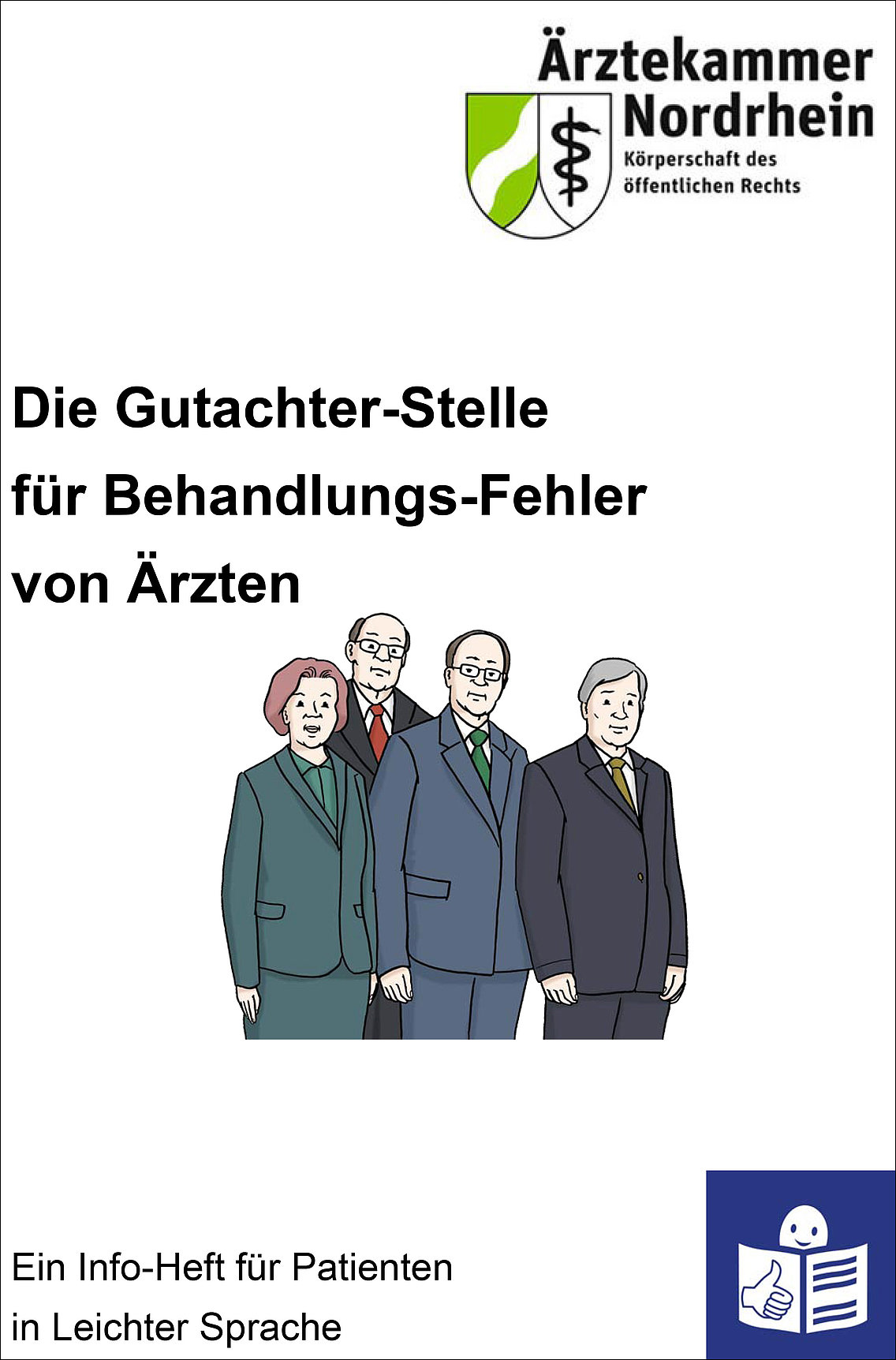 Die Gutachter-Stelle in Leichter Sprache Cover der Broschüre Gutachterkommission in Leichter Sprache