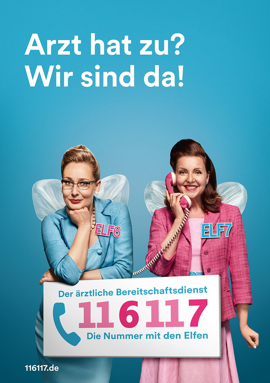 Plakatmotiv zur Telefonnummern-Kampagne ärztlicher Bereitschaftsdienst 116117