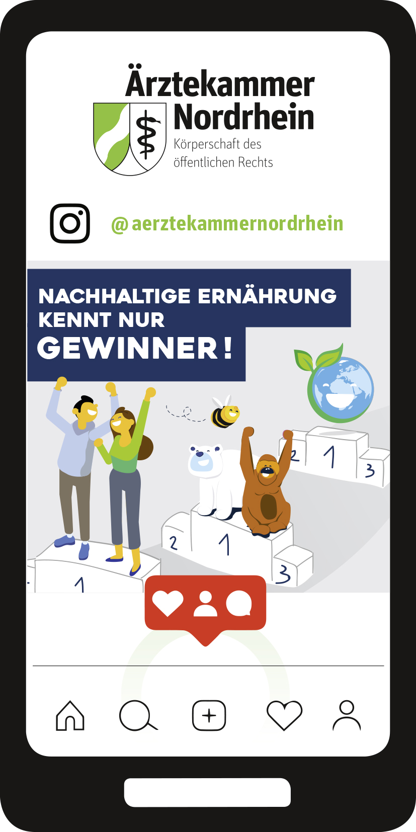 Instagram-Account der Ärztekammer Nordrhein informiert zur Ernährung